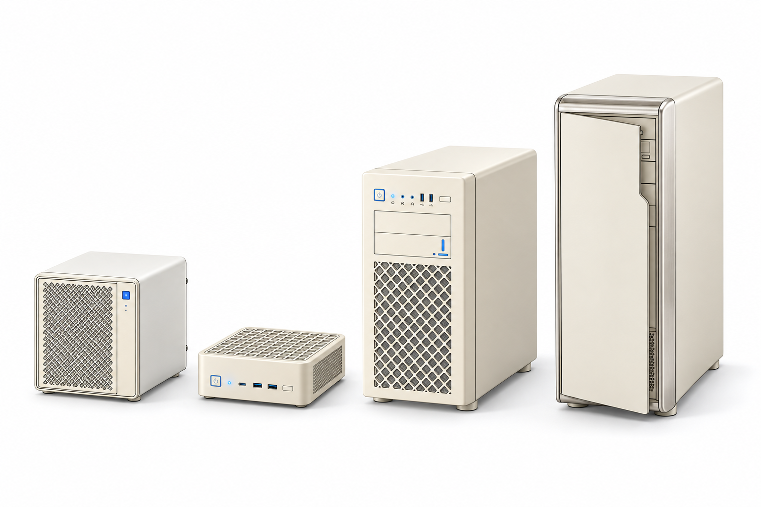 Cream CrumbWaffle Enterprise enclosure, three-quarter exterior view
